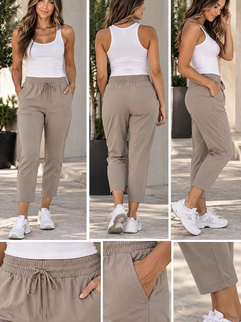 Stretch Woven Taper Jogger Women's Jogger Pants in Brown XL NWT